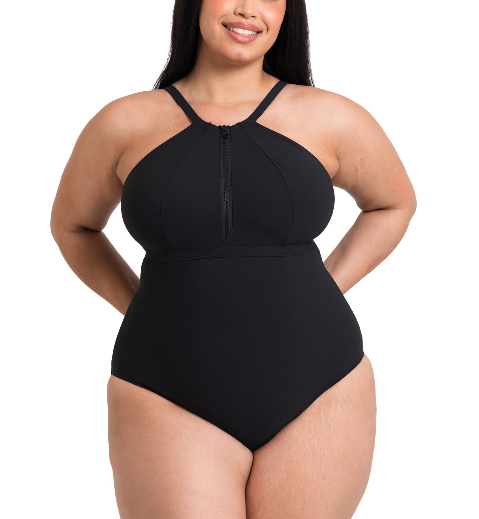 Curvy Kate Zip Tide Non-Wired Multiway Swimsuit (CS035606),XL,Black - Black,XL