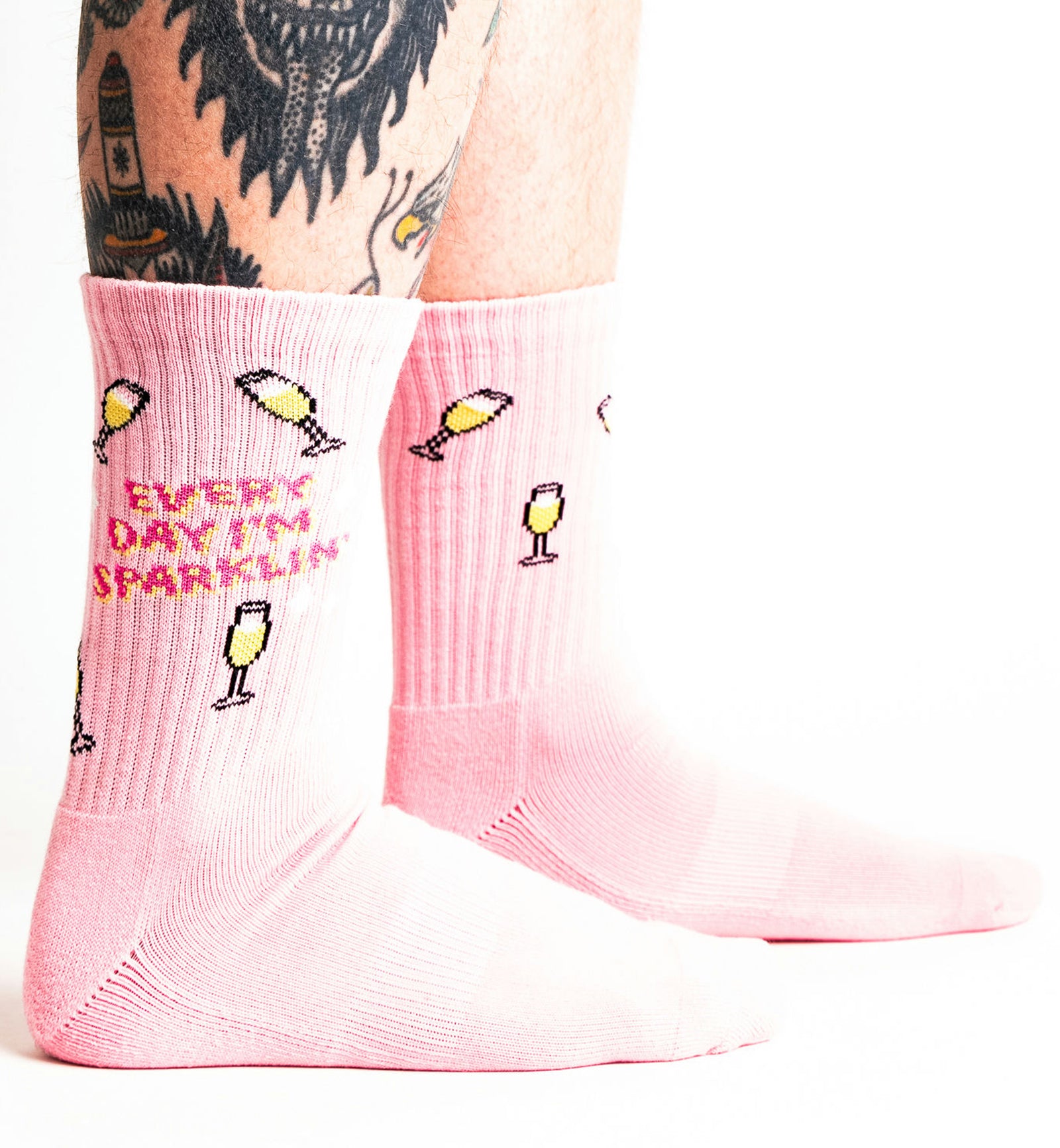 SOCK it to me Athletic Ribbed Crew Socks (R0036),Everyday Im Sparkling - Everyday Im Sparkling,One Size