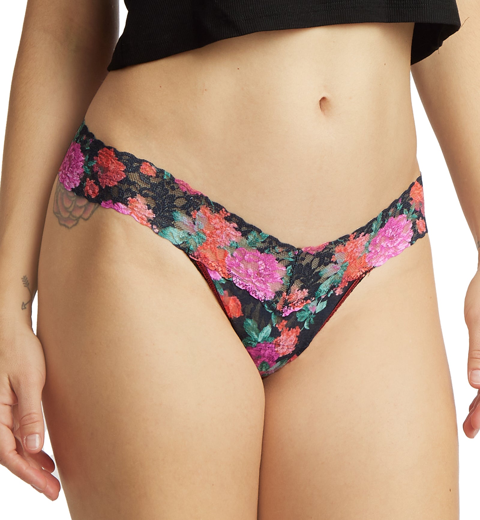 Hanky Panky Signature Lace Printed Low Rise Thong (PR4911P),Autobiography - Autobiography,One Size
