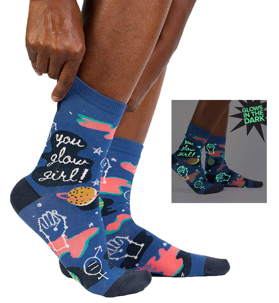 SOCK it to me Women's Crew Socks (w0246),You Glow Girl - You Glow Girl,One Size