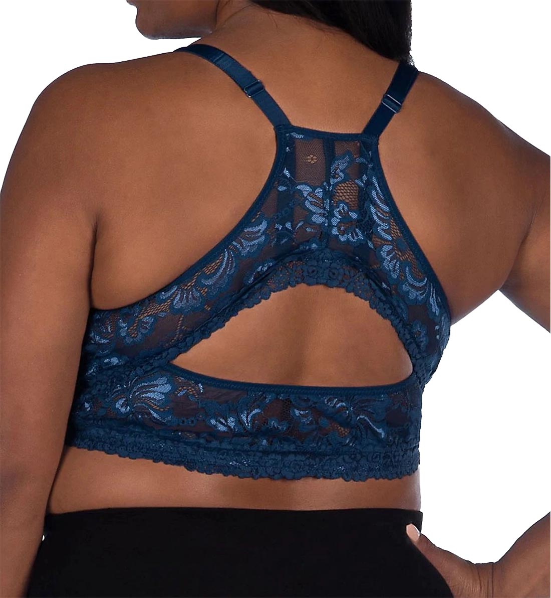 Leading Lady Nola Front Close Wireless Lace Bralette (5071),Medium,Navy - Navy,Medium