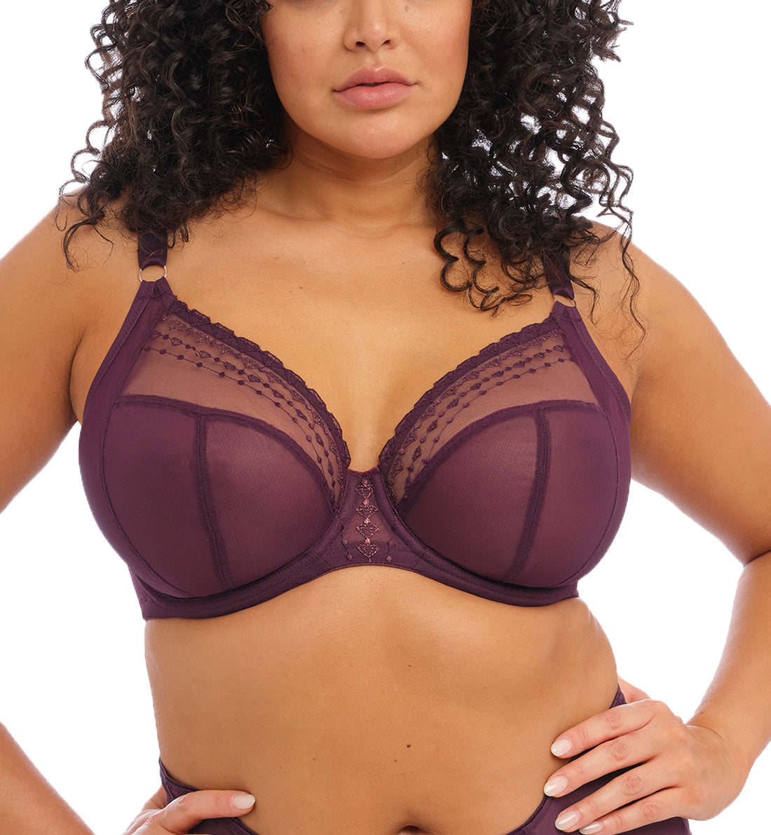 Elomi Matilda Banded Plunge Underwire Bra (8900),36DD,Wine Diamond - Wine Diamond,36DD