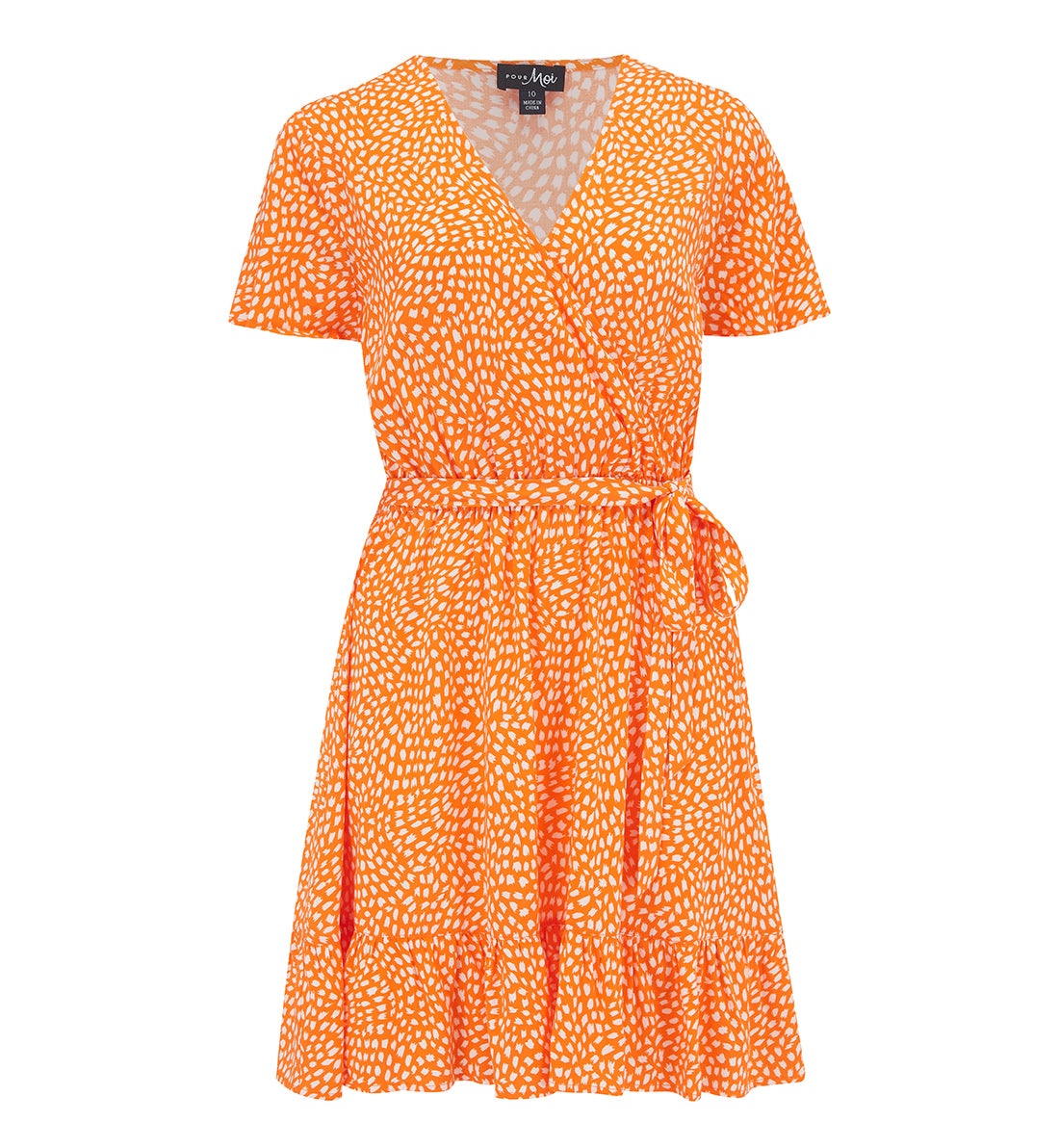 Pour Moi Tiered Wrap Beach Dress (91033),XS,Orange/White - Orange/White,XS