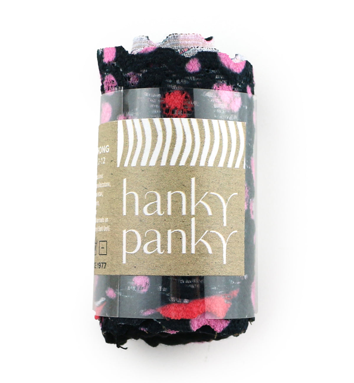 Hanky Panky Cotton-Spandex Low Rise Thong (891582P),Black/Love Nest - Black/Love Nest,One Size