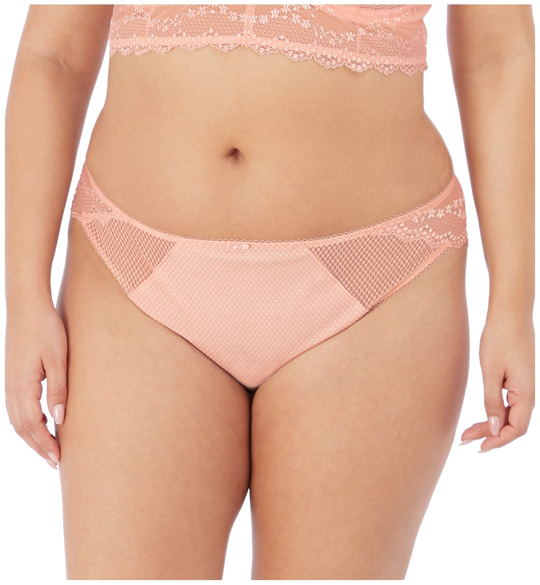 Elomi Charley Matching Stretch Lace Brazilian Brief (4385),Medium,Ballet Pink - Ballet Pink,Medium