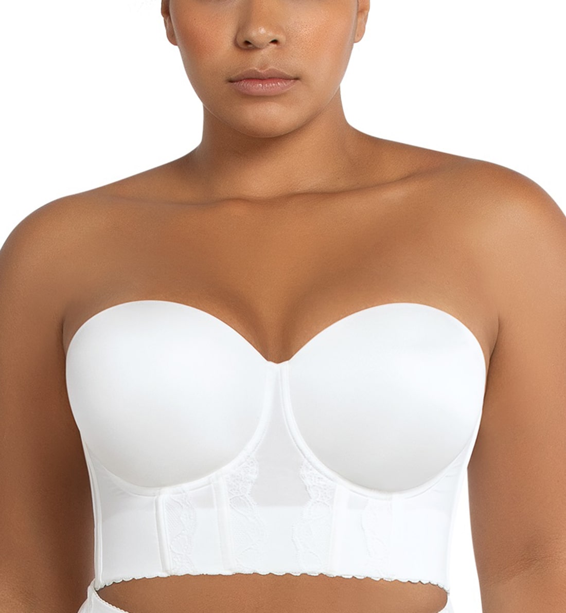Parfait Elissa Molded Underwire Midi Bustier (P50116),32C,Pearl White - Pearl White,32C