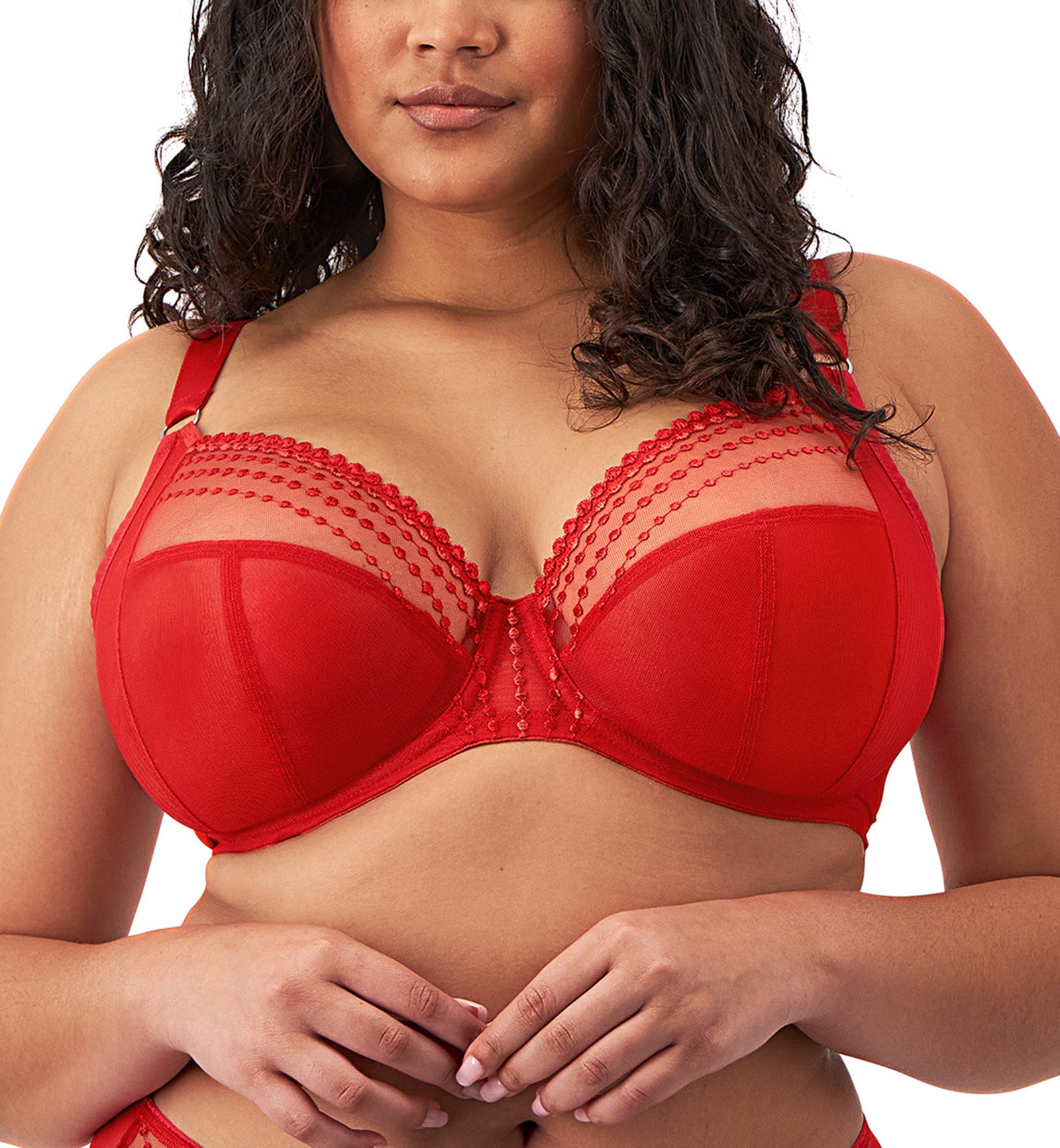 Elomi Matilda Banded Plunge Underwire Bra (8900),32G,Haute Red - Haute Red,32G