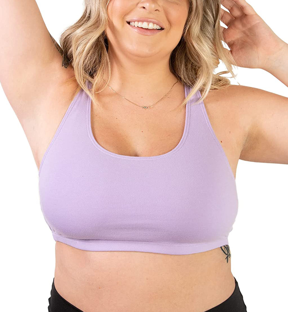 Leading Lady Serena Wirefree Racerback Sports Bra (514),38B/C/D,Lavender - Lavender,38 B/C/D
