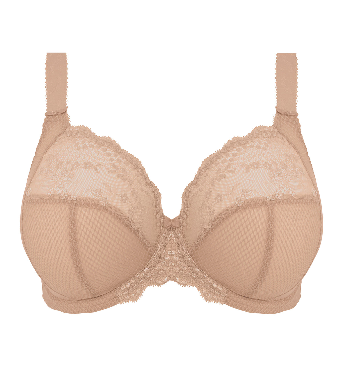 Elomi Charley Banded Stretch Lace Plunge Underwire Bra (4382),32GG,Fawn - Fawn,32GG
