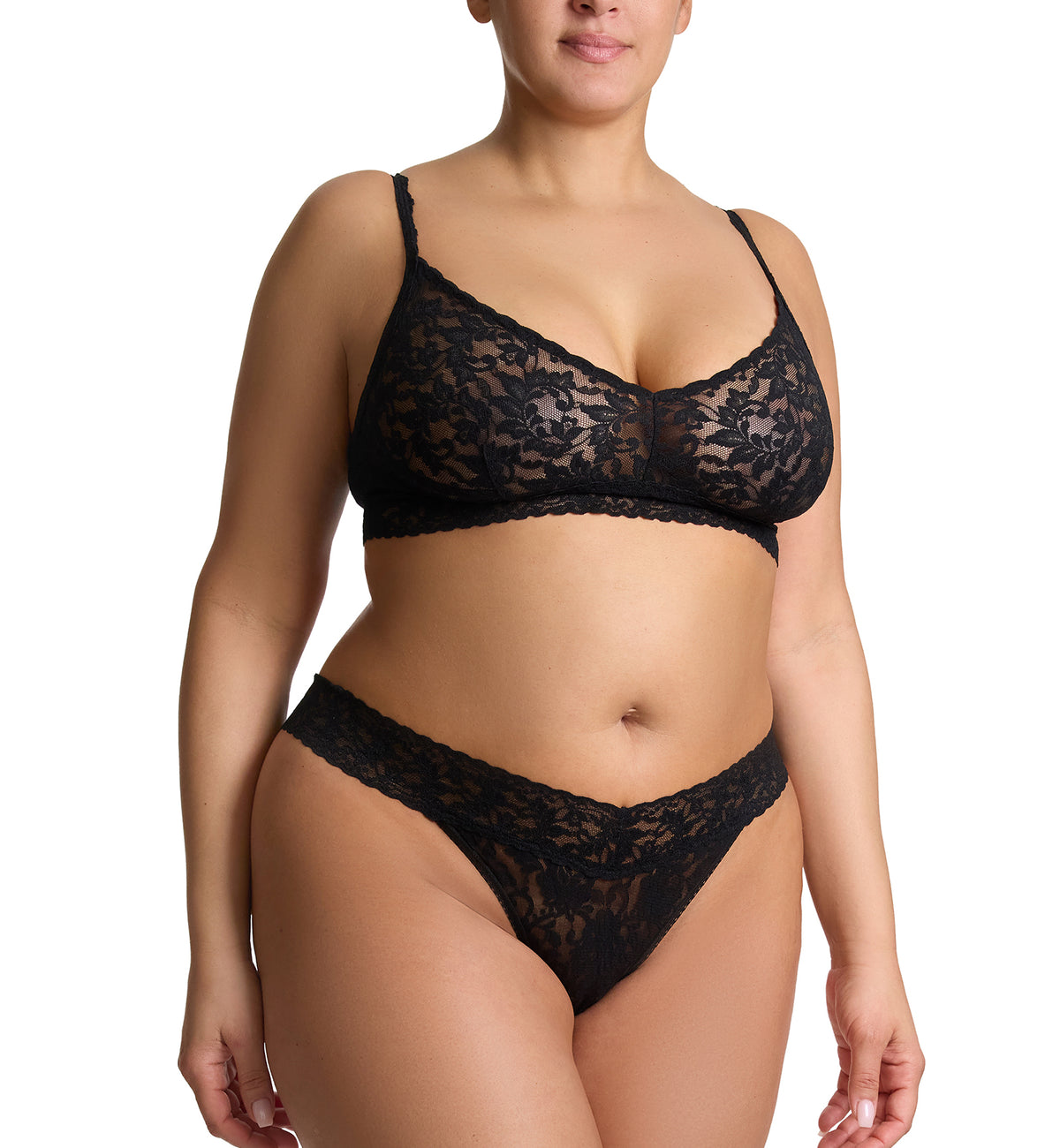 Hanky Panky Signature Lace Original Rise Thong PLUS (4811X),Black - Black,Plus Size