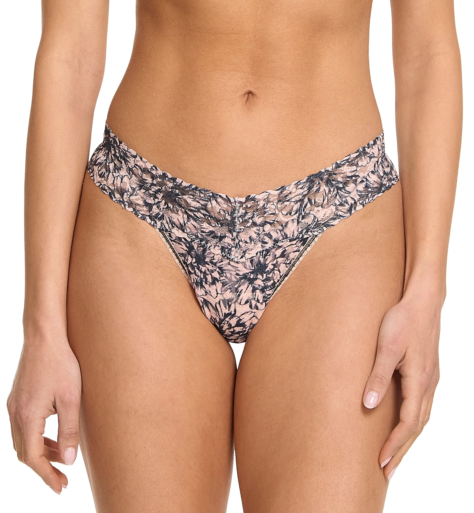 Hanky Panky Signature Lace Printed Low Rise Thong (PR4911P),Outline - Outline,One Size
