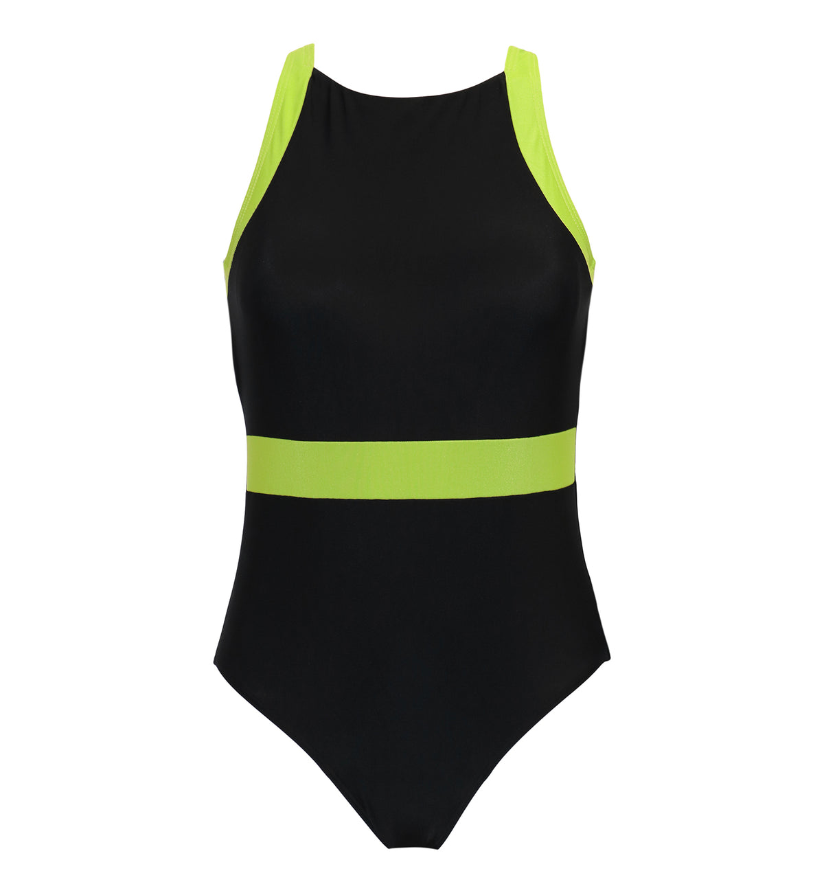 Pour Moi Energy Chlorine Resistant High Leg Swimsuit (1440),Small,Black/Lime - Black/Lime,Small
