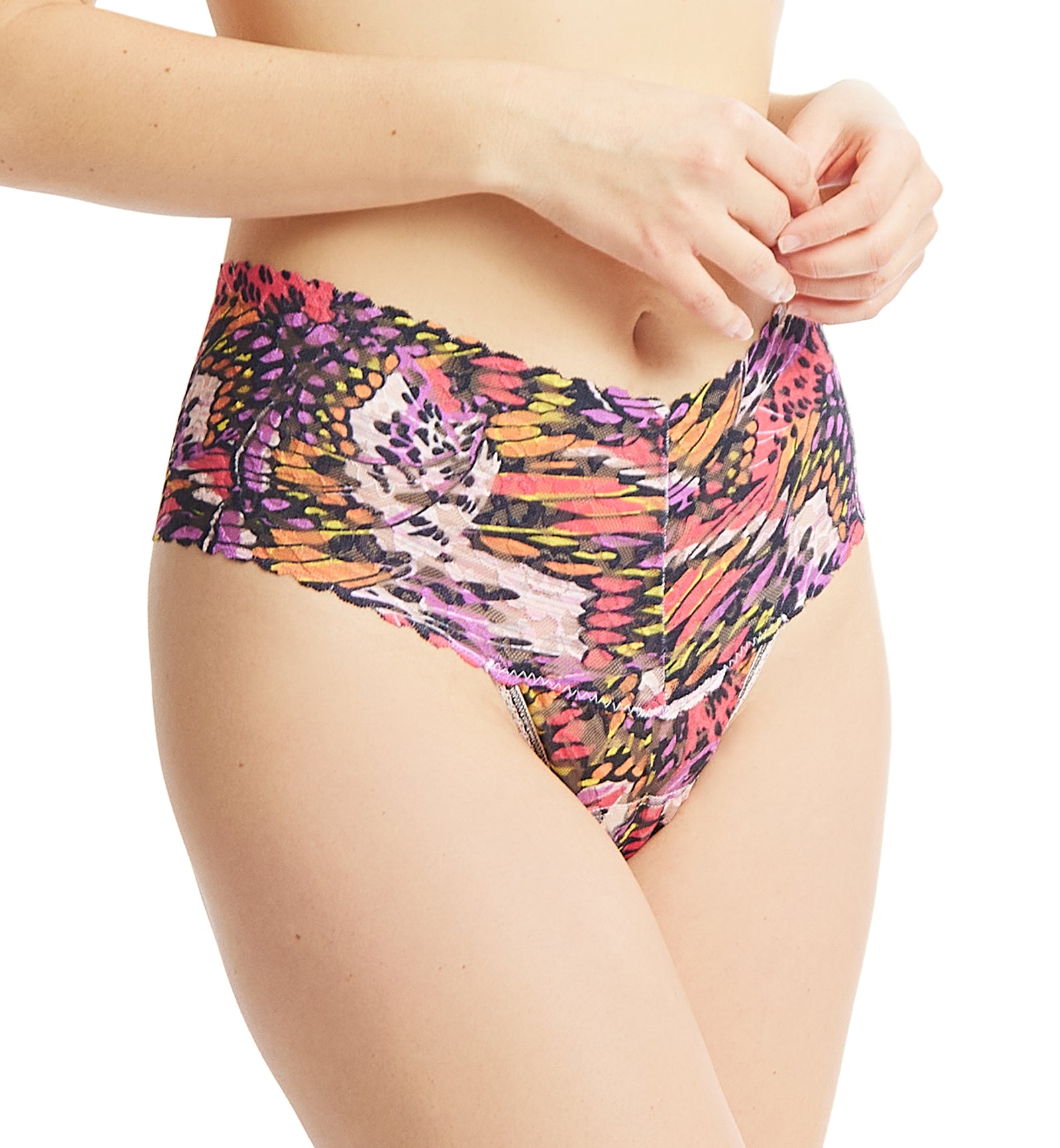 Hanky Panky Daily Lace Printed Retro Thong (PR771922P),Warm Breeze - Warm Breeze,One Size