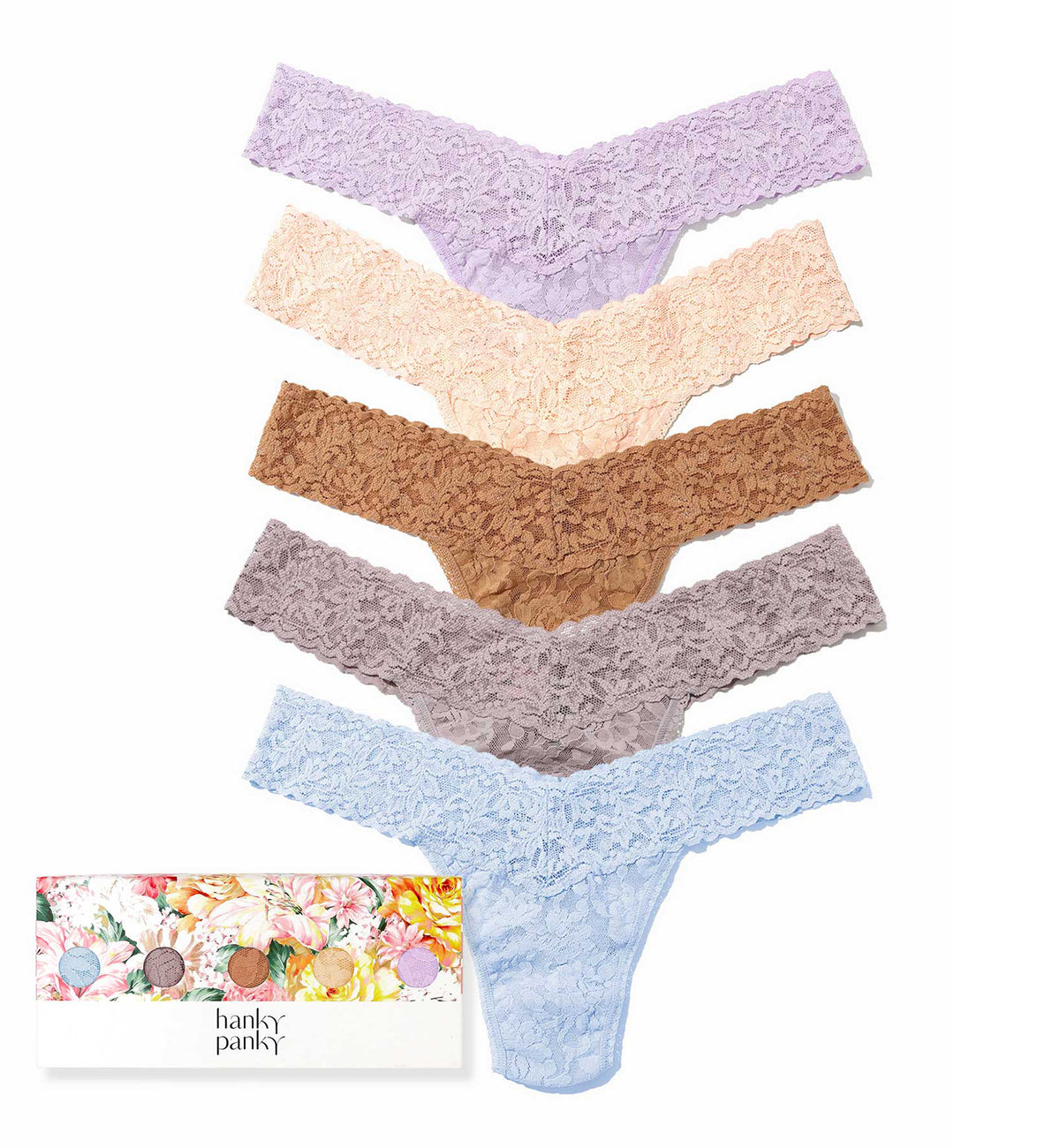 Hanky Panky 5-PACK Signature Lace Low Rise Thong (49115PK),PQBF - PQBF,One Size