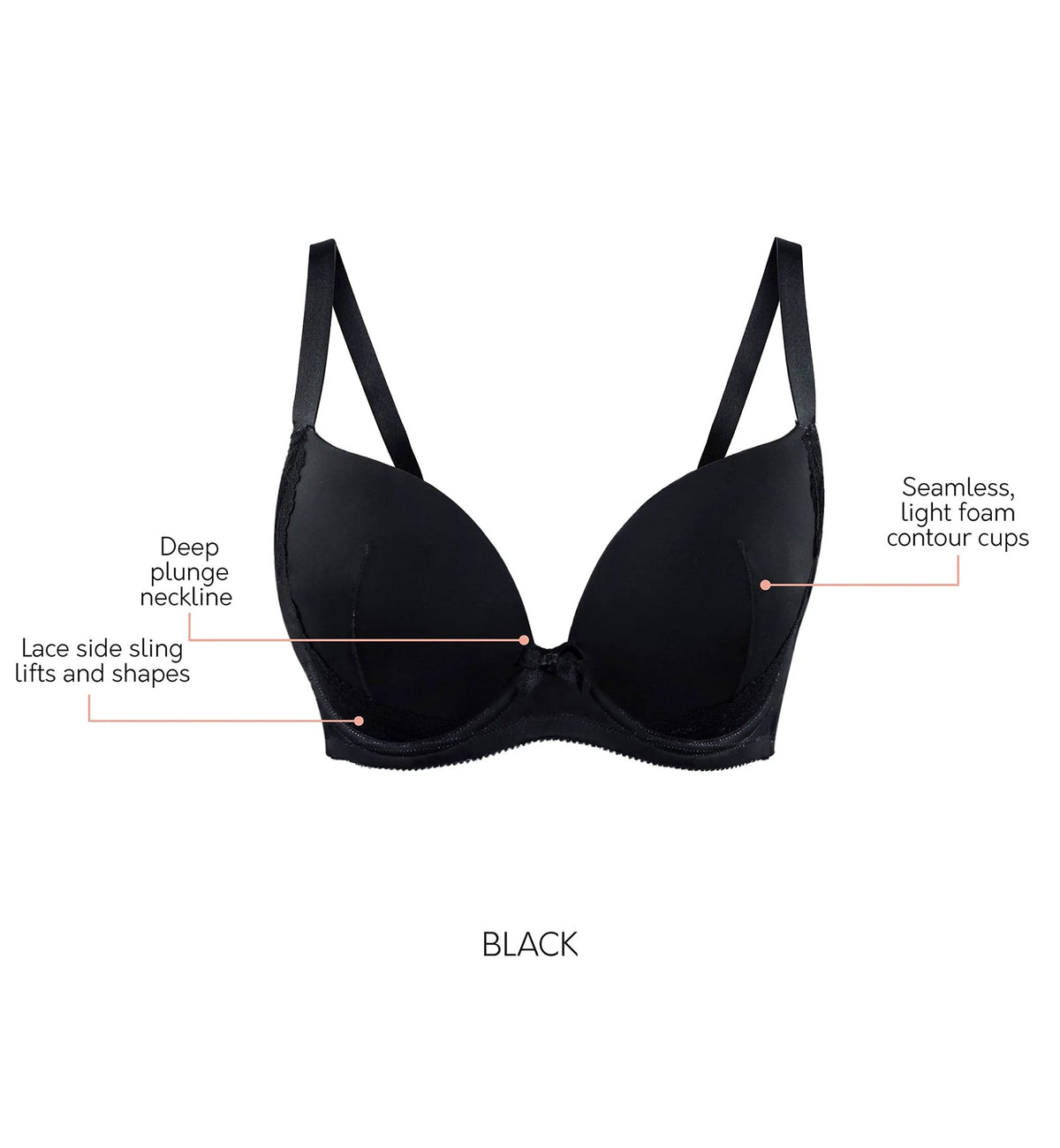 Parfait Casey Molded Plunge Underwire Bra (2801),30D,Black - Black,30D