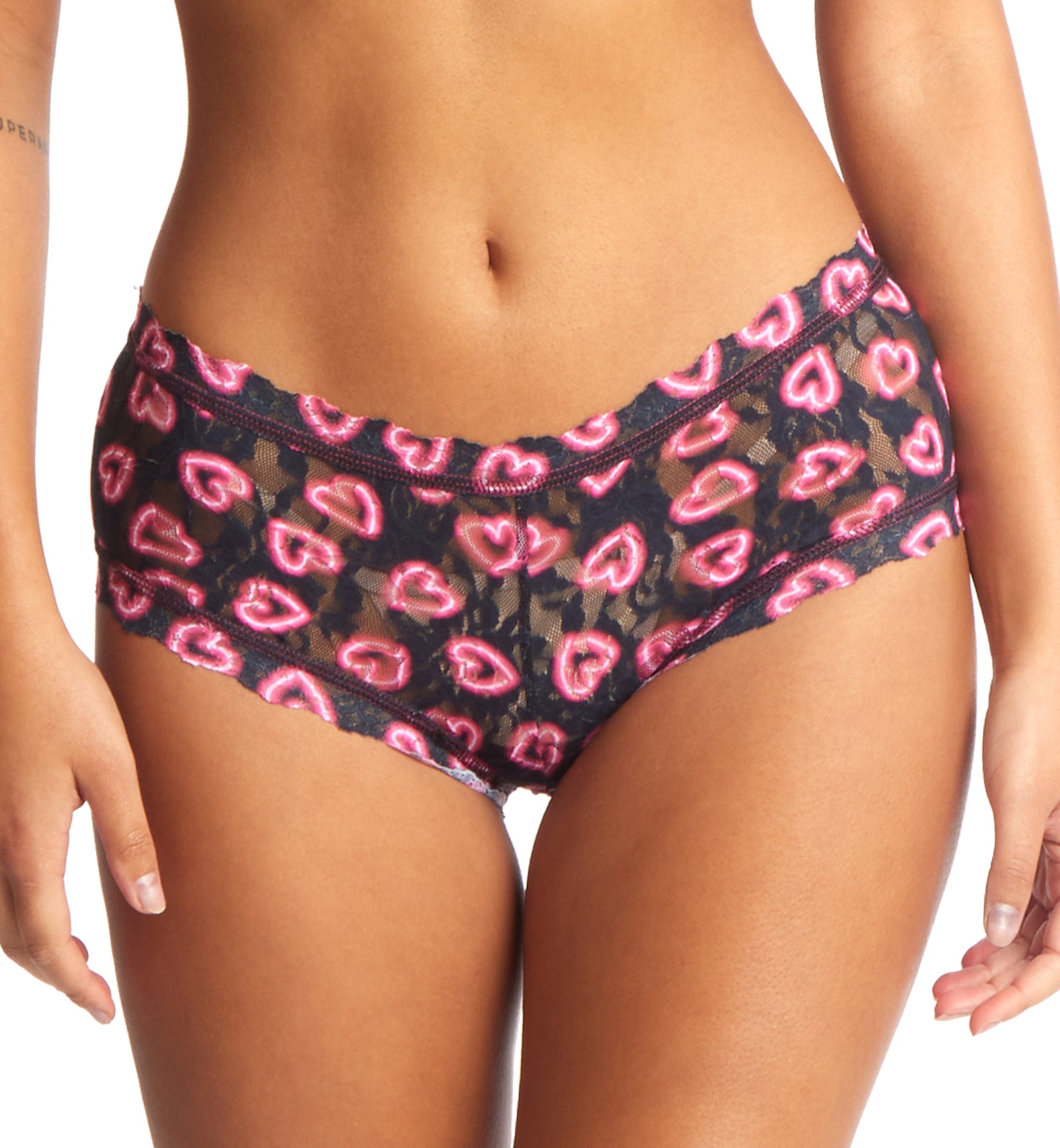 Hanky Panky Signature Lace Printed Boyshort (PR4812P),XS,Text Me - Text Me,XS