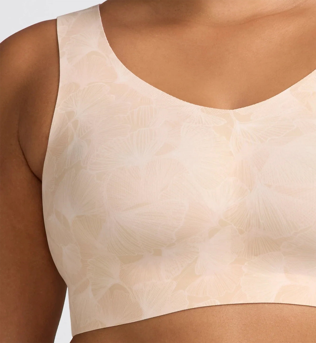Evelyn & Bobbie DEFY V-Neck Bralette w/ Removable Pads (1728﻿),Small,Champagne Ginkgo - Champagne Ginkgo,Small