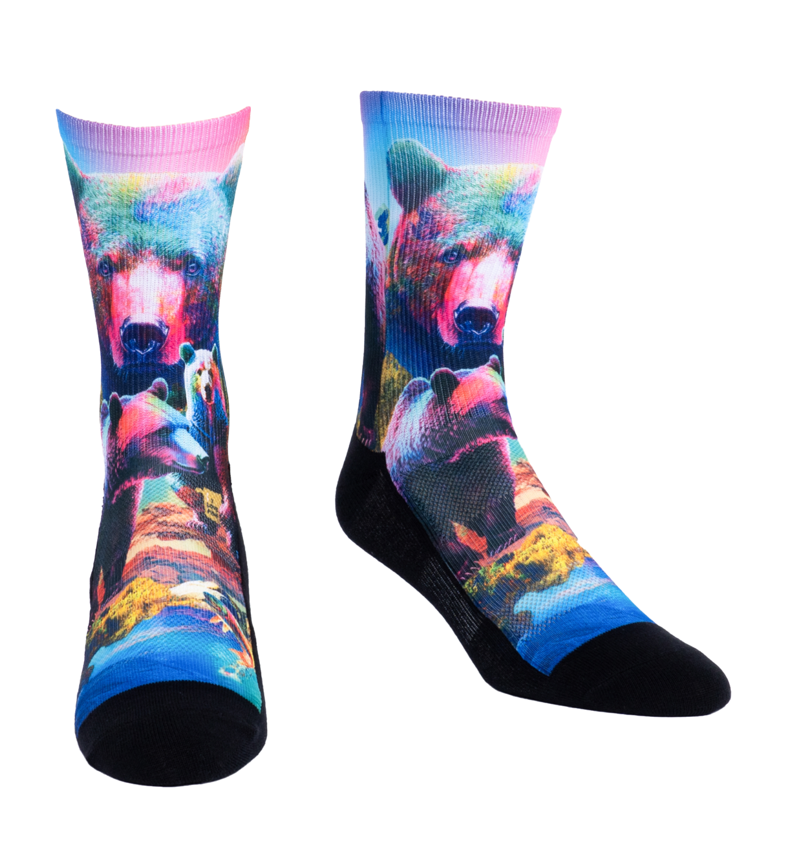 SOCK it to me Athletic Printed Performance Crew Socks (AP0007),Early Bear Catches the Fish - Early Bear Catches the Fish,One Size