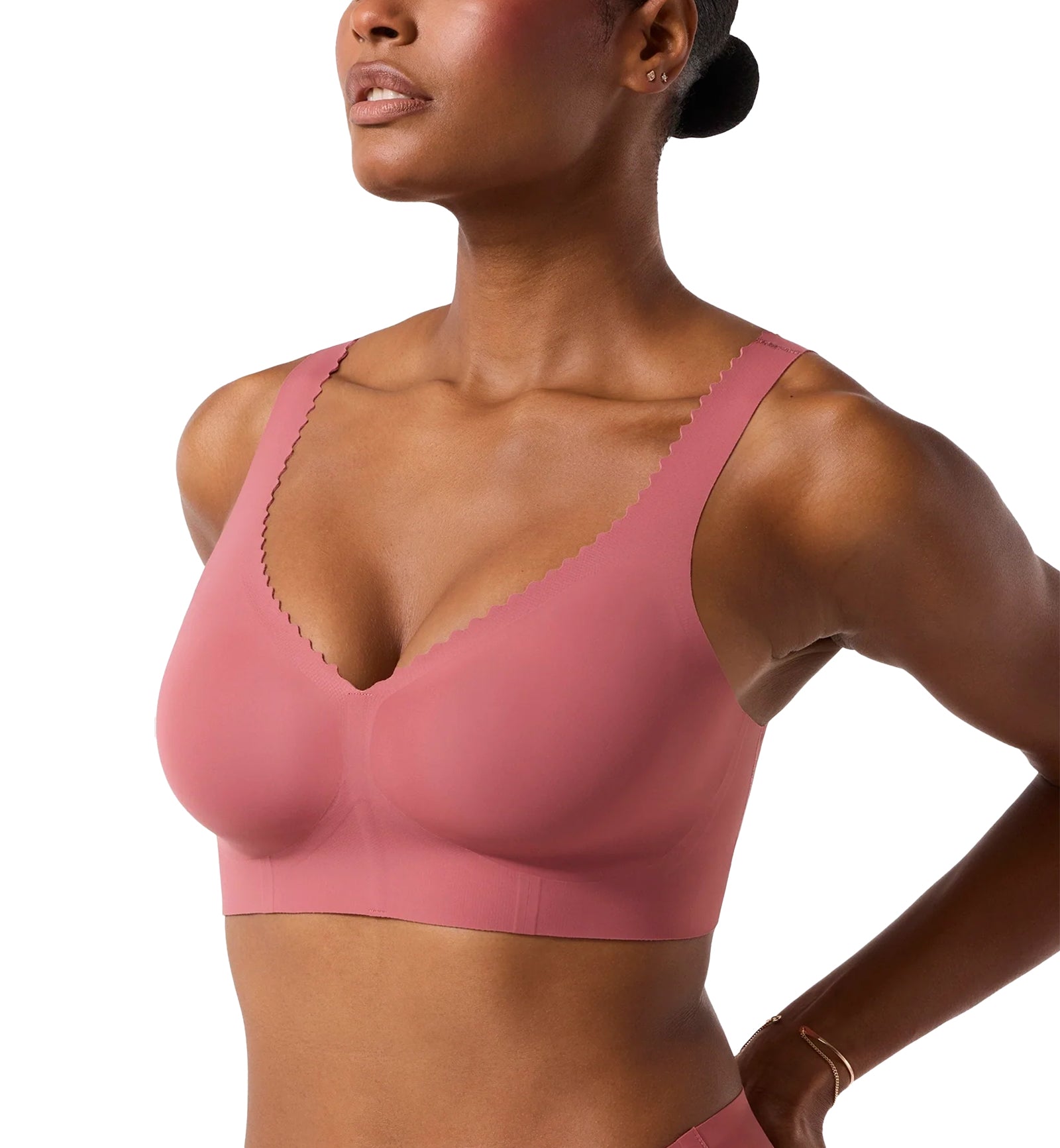Evelyn & Bobbie EVELYN Deep V-Neck Bralette (1834),Small,Pink Canyon - Pink Canyon,Small
