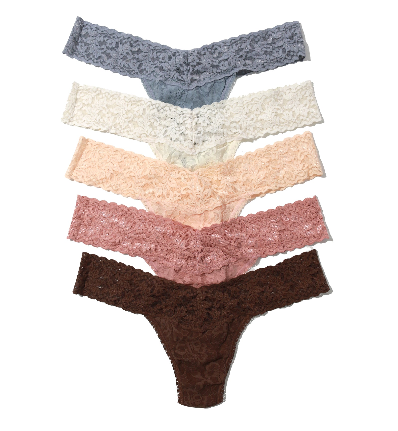 Hanky Panky 5-PACK Signature Lace Low Rise Thong (49115PK),Still Life - SLVP,One Size