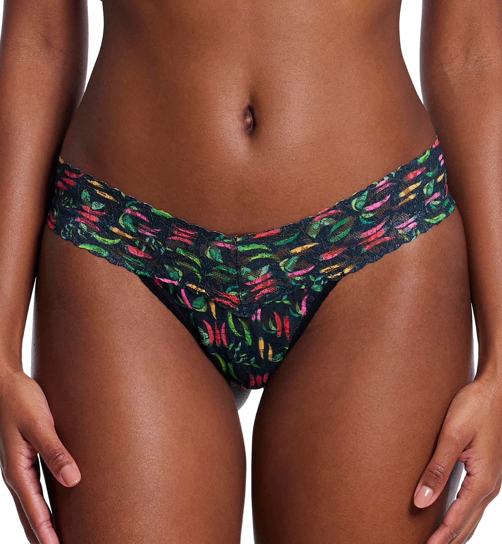 Hanky Panky Signature Lace Printed Low Rise Thong (PR4911P),Extra Spice - Extra Spice,One Size