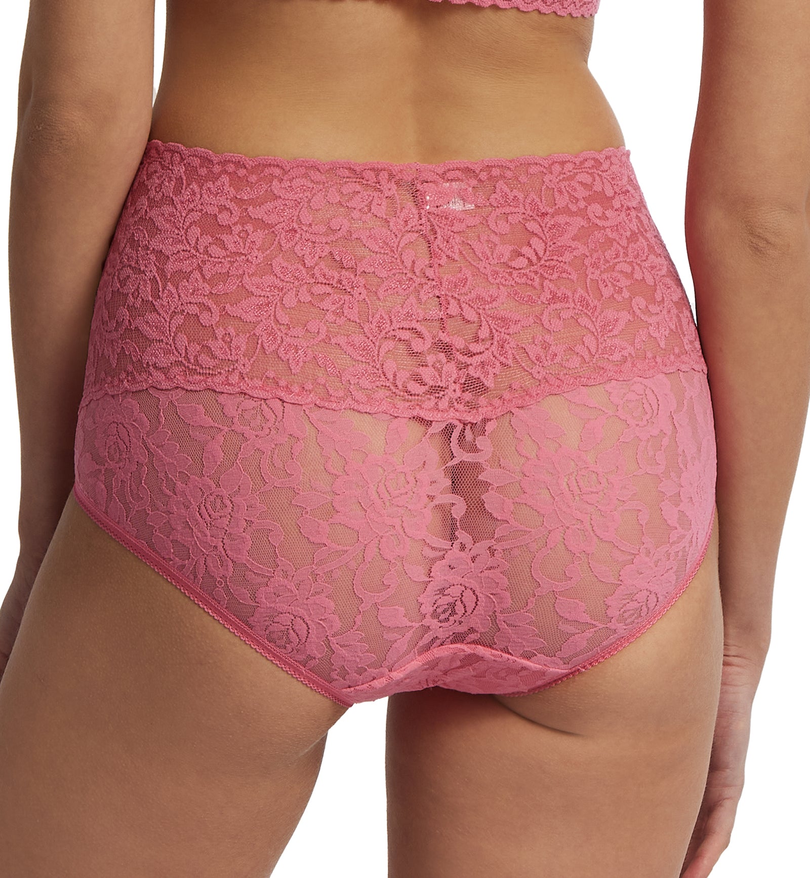 Hanky Panky Retro Lace V-kini (9K2124),Small,Guava Pink - Guava Pink,Small