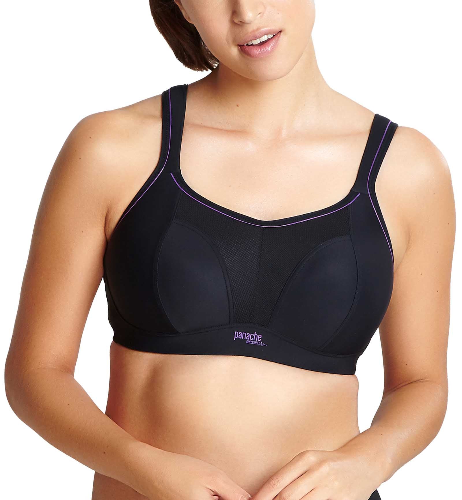 Panache Boundless Racerback Non-Wire Sports Bra (7341),28E,Black - Black,28E