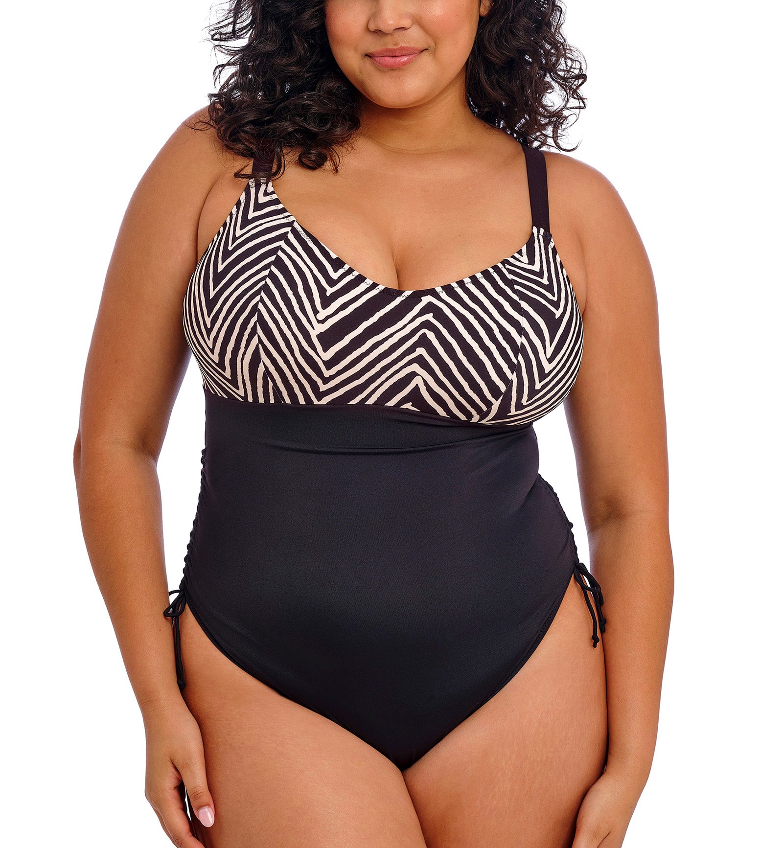 Elomi Fiji Falls Non-Wired One Piece Swimsuit (ES802643),34G,Black - Black,34G