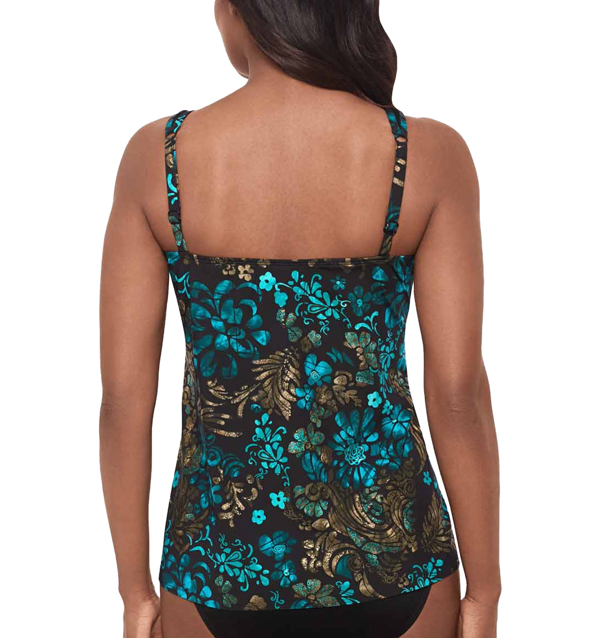 Miraclesuit Flor De Mare Mirage Underwire Tankini Top DD-Cup (6566141DD),10,Black/Multi - Black/Multi,10DD