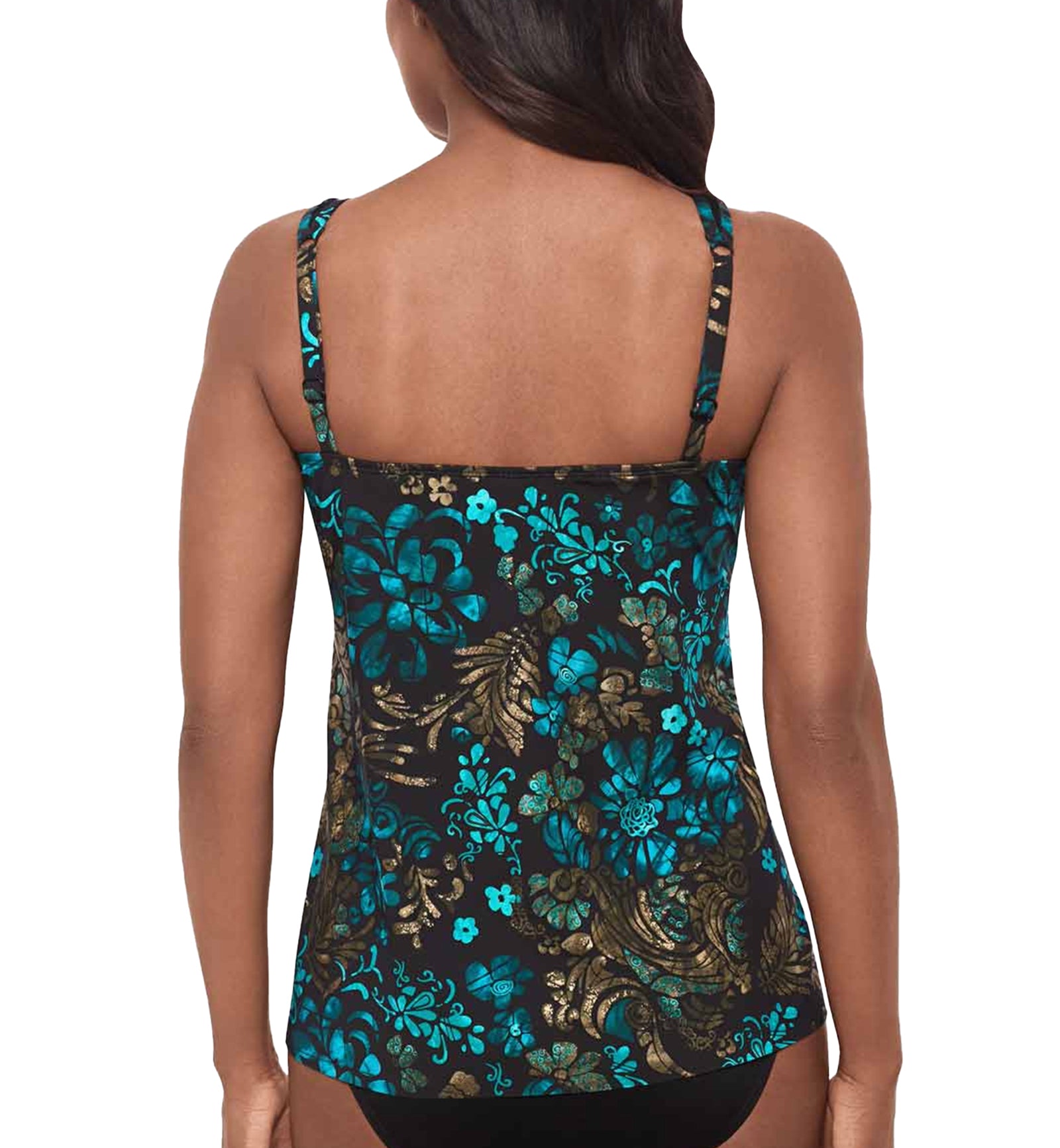 Miraclesuit Flor De Mare Mirage Underwire Tankini Top DD-Cup (6566141DD),10,Black/Multi - Black/Multi,10DD