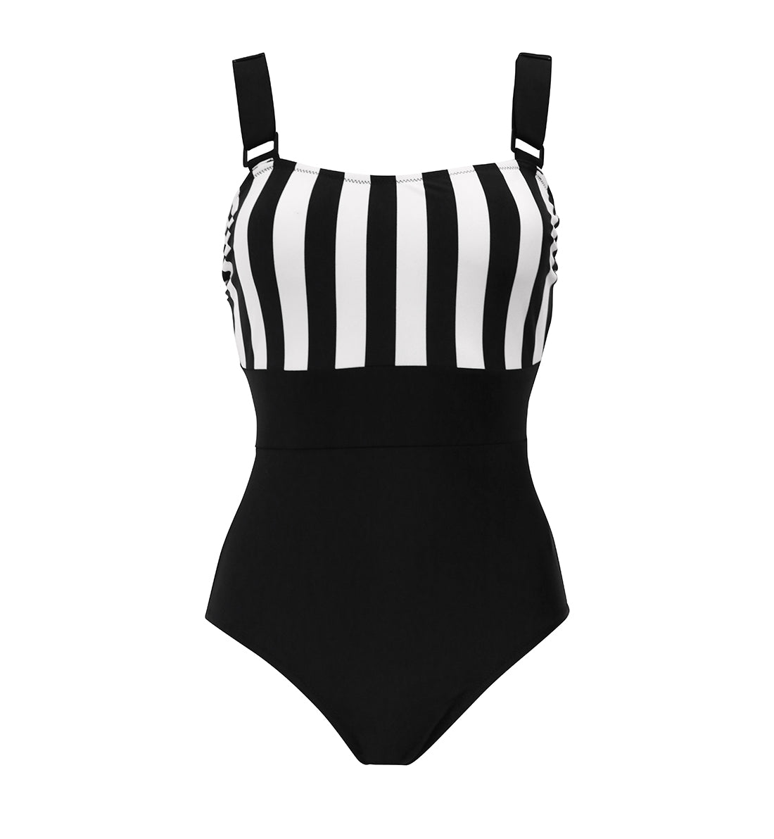 Pour Moi Colour Block Control Swimsuit (1415),Small,Black/White - Black/White,Small