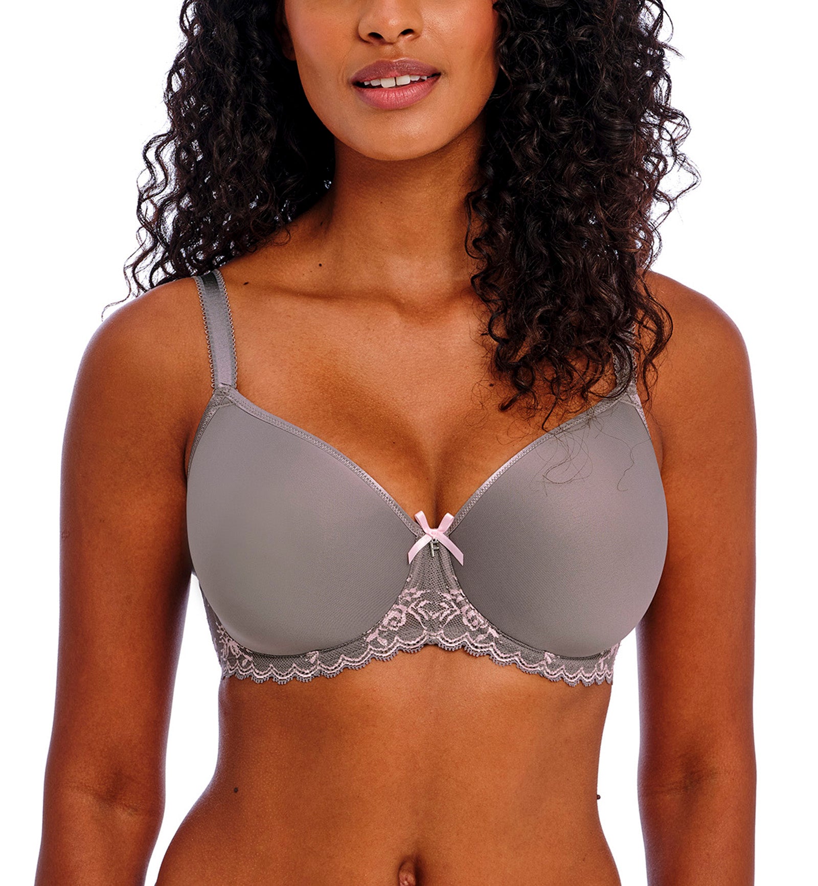 Freya Offbeat Decadence Spacer Molded Underwire Bra (402510),28E,Grey/Pink - Grey/Pink,28E