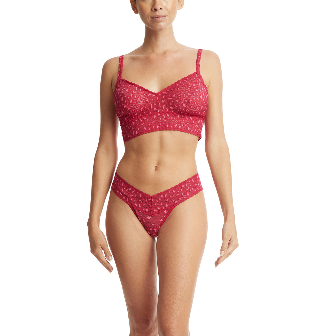 Hanky Panky Cross Dyed Leopard Low Rise Thong (7J1051P),Berry Sangria/Pink - Berry Sangria/Pink,One Size