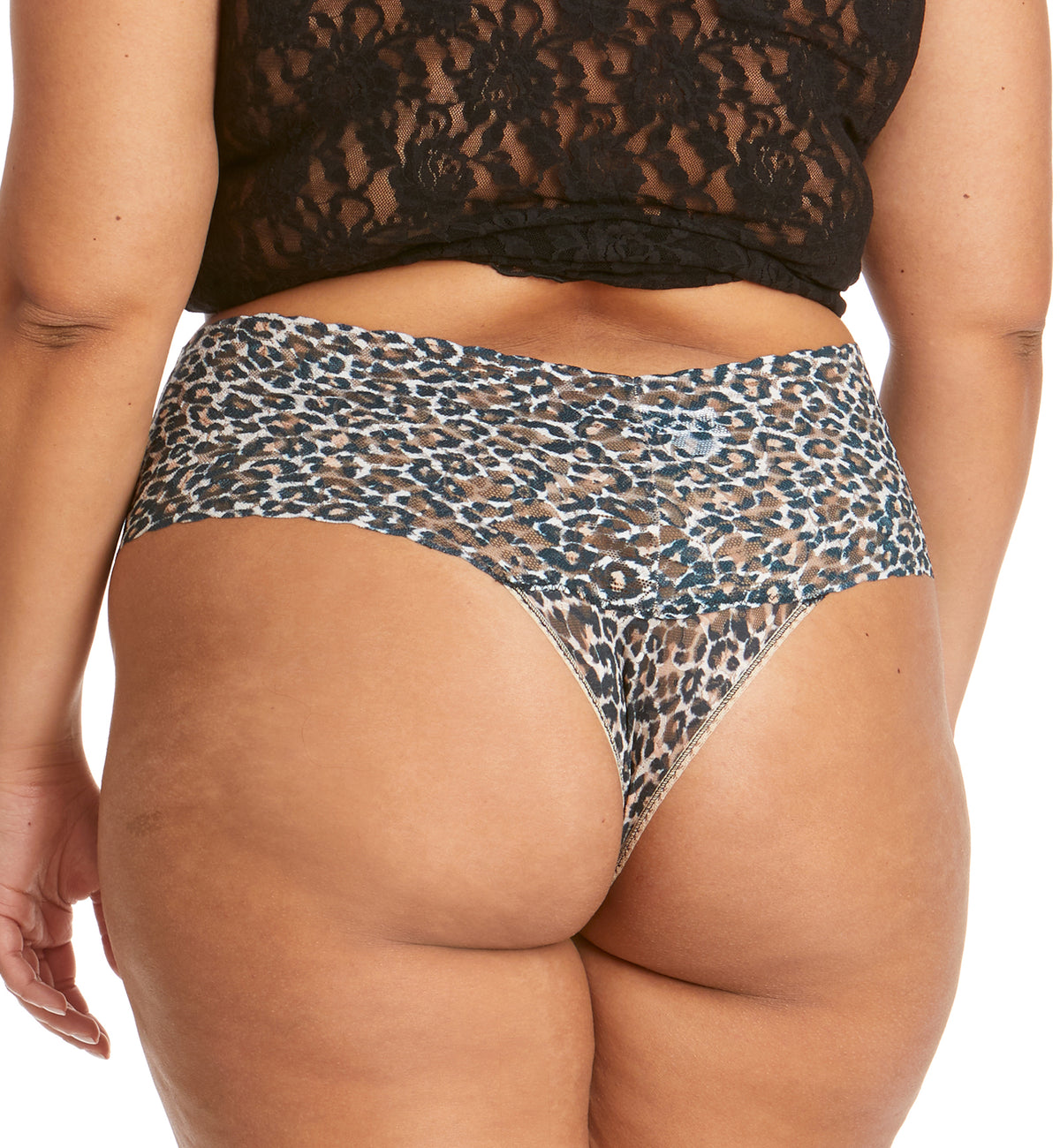 Hanky Panky Plus Size Printed Retro Lace Thong (PR9K1926X),Classic Leopard - Brown/Black,Plus Size