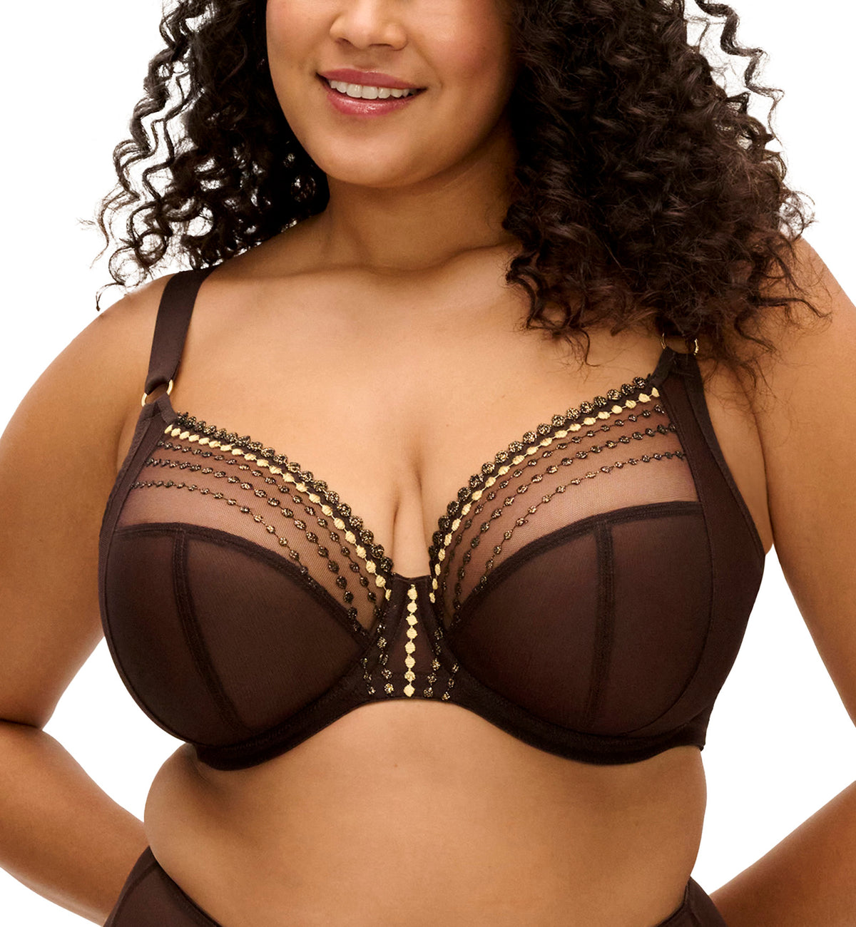 Elomi Matilda Banded Plunge Underwire Bra (8900),32G,Gold Rush - Gold Rush,32G