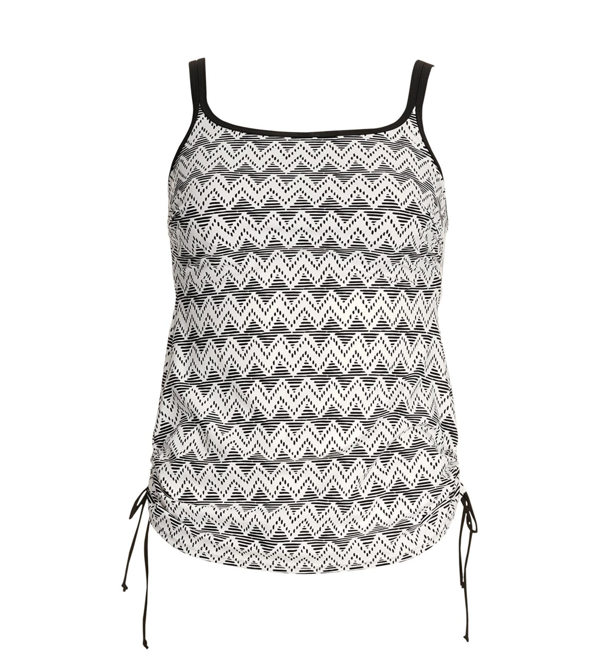 Anita Aluna Wave Malaika Adjustable Length Tankini (8865-1),36F,Blk/Wht - Black/White,36F