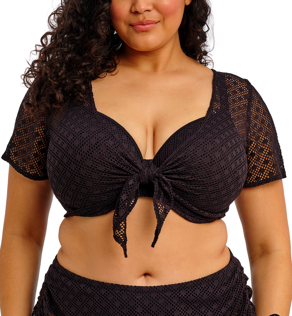 Elomi Bazaruto Tie Front Beach Top (ES800696),UK 16,Black - Black,UK 16