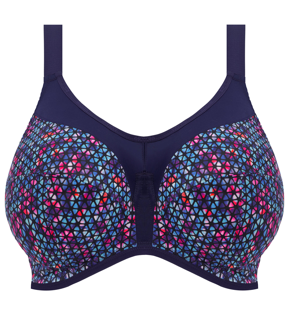 Elomi Energise J-Hook Underwire Sports Bra (8042),34J,Navy Geo - Navy Geo,34J