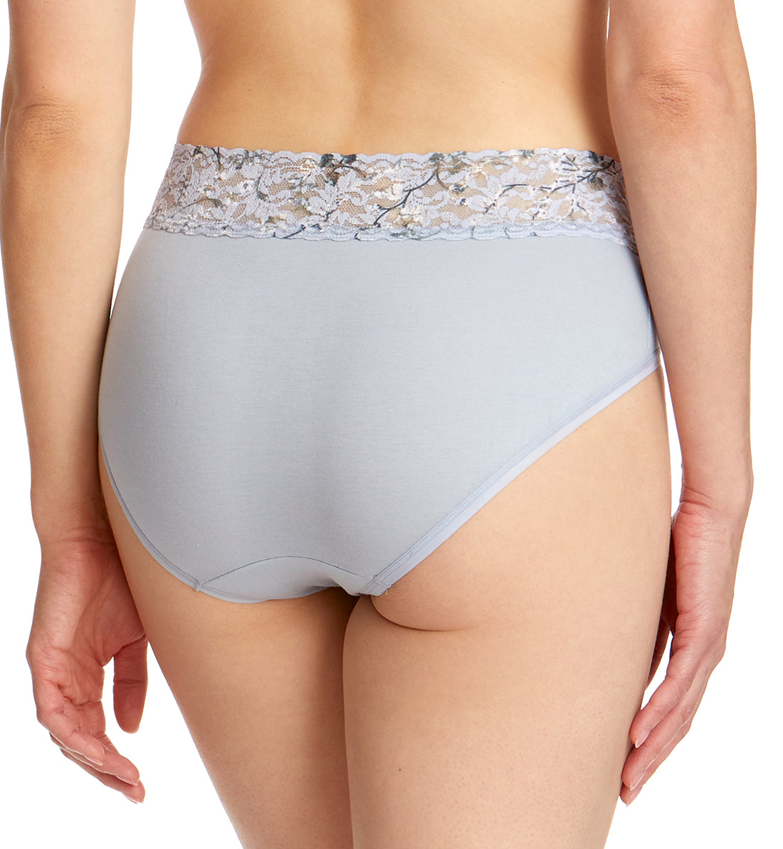 Hanky Panky Cotton-Spandex French Brief (892441),Small,Dove Grey/Misty Meadow - Dove Grey/Misty Meadow,Small