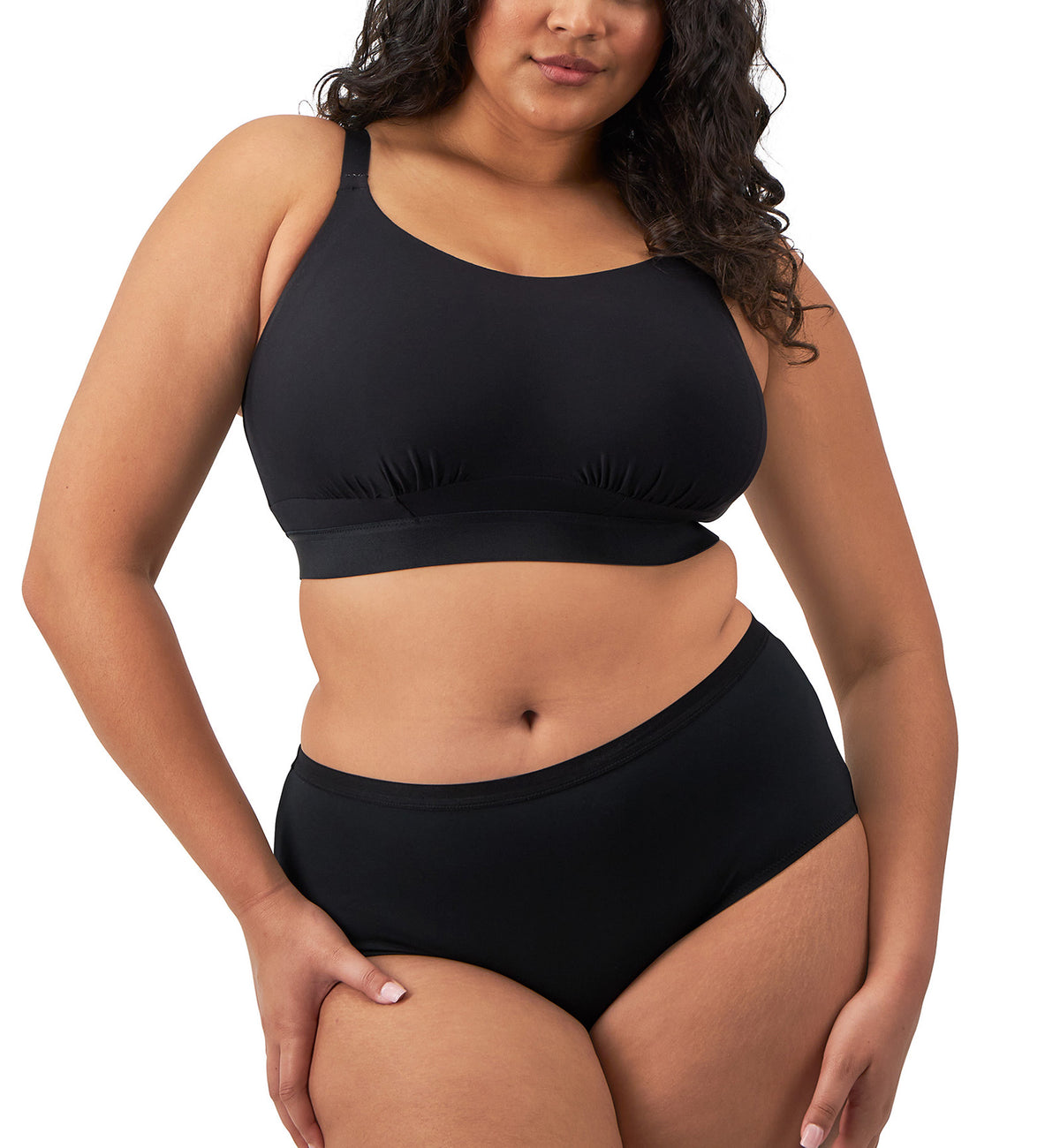 Elomi Downtime Non Wire Bralette (301417),32H,Black - Black,32H