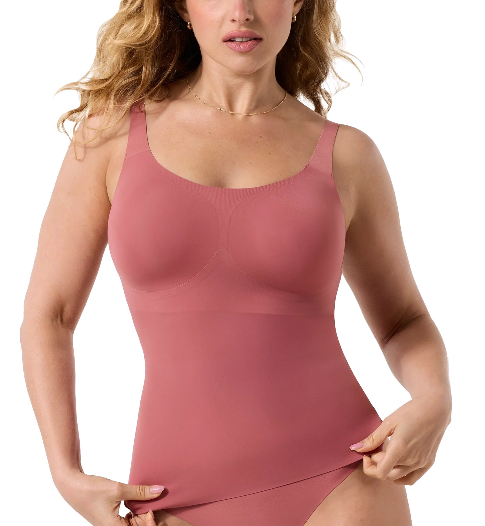Evelyn & Bobbie Structured Scoop Bra Tank (1811),Small,Pink Canyon - Pink Canyon,Small