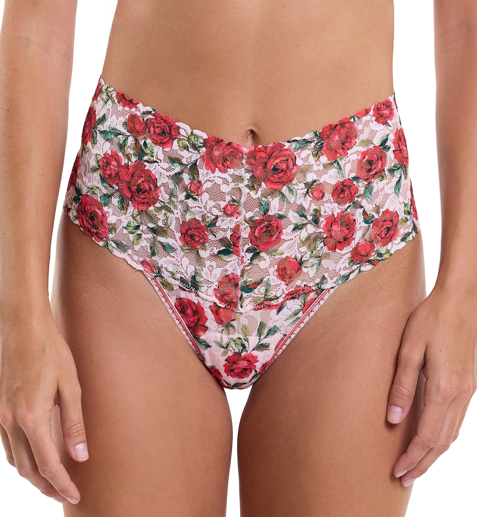 Hanky Panky Printed Retro Lace Thong (PR9K1926),Je Taime - Je Taime,One Size