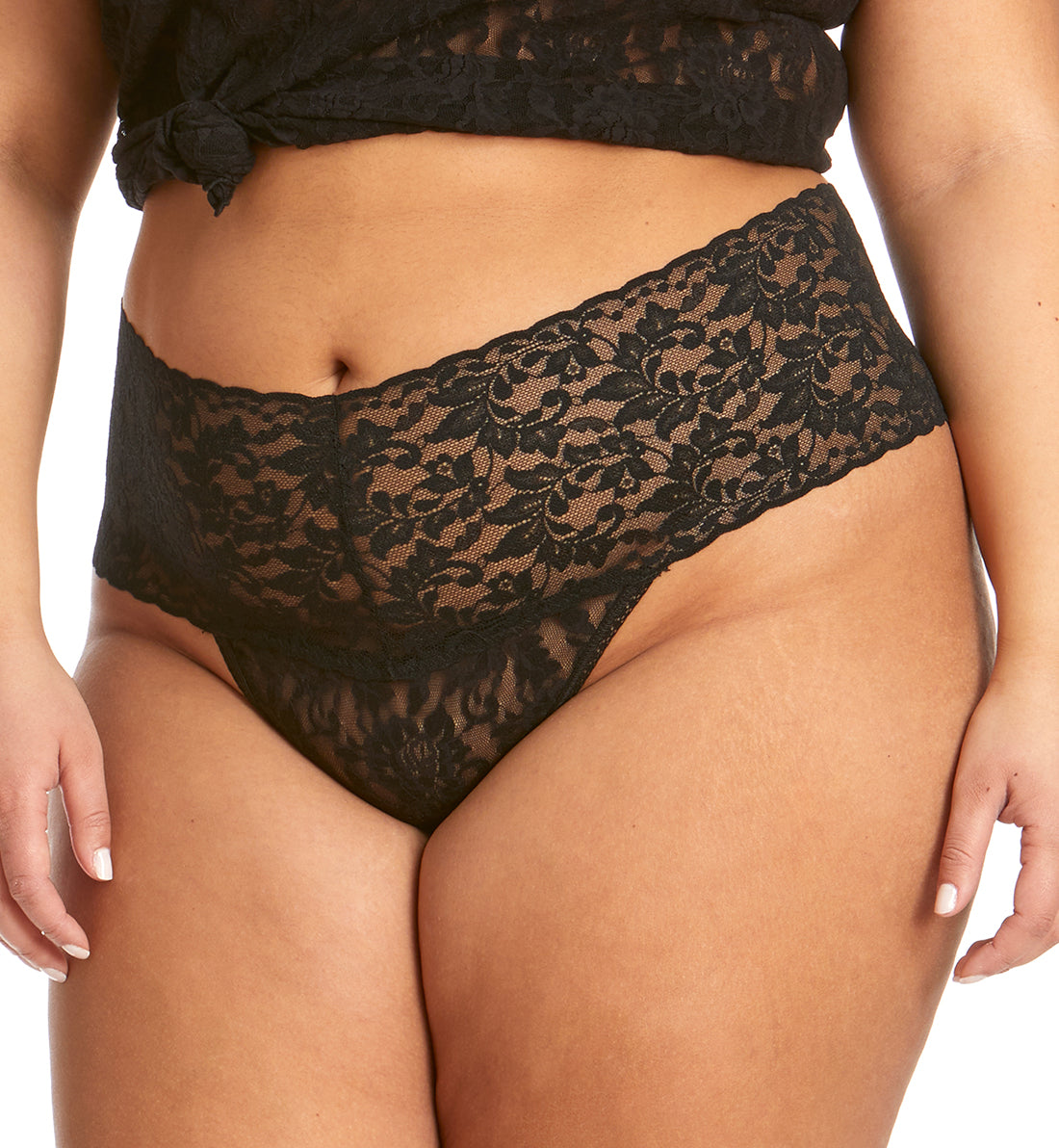 Hanky Panky Plus Size Retro Lace Thong (9K1926X),Black - Black,Plus Size