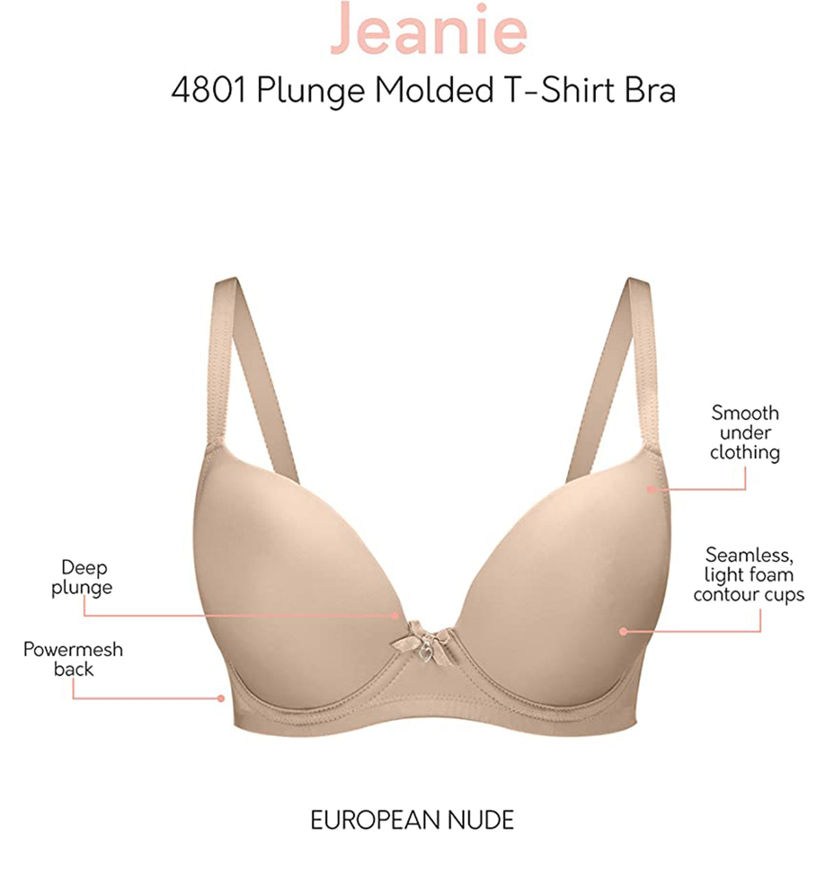 Parfait Jeanie Molded Plunge Underwire Bra (4801),44F,European Nude - European Nude,44F