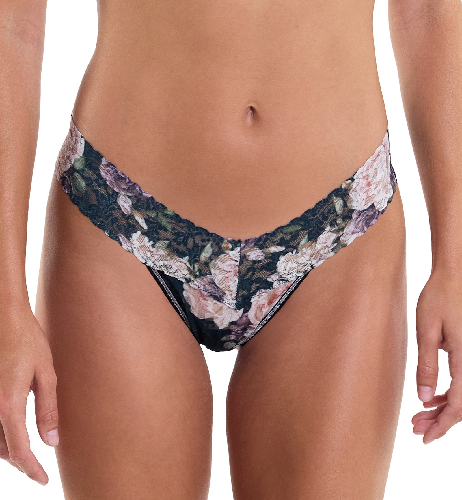 Hanky Panky Signature Lace Printed Low Rise Thong (PR4911P),Romantique - Romantique,One Size