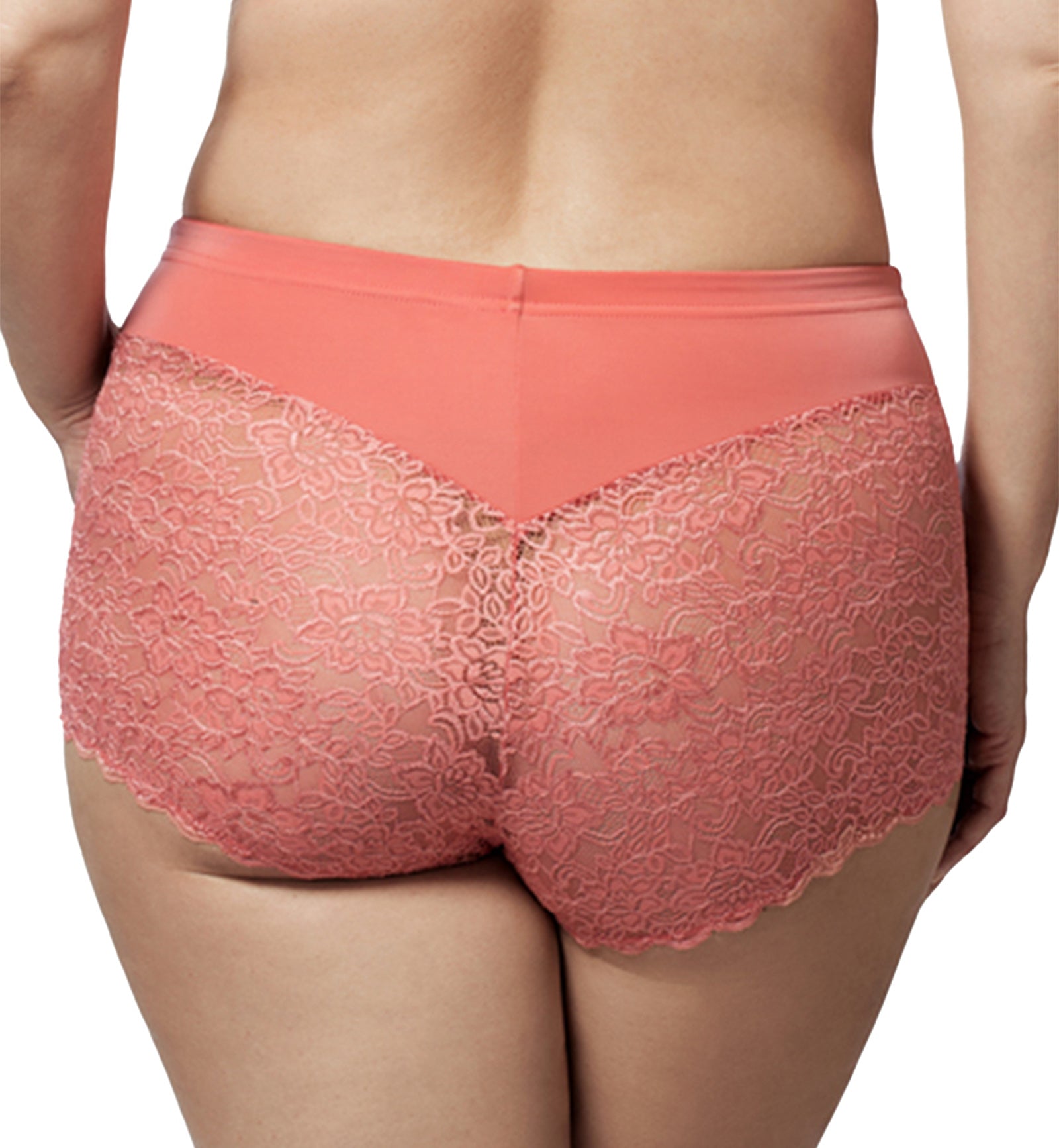 Elila Stretch Lace Cheeky Full Panty (3311),Medium,Coral - Coral,Medium