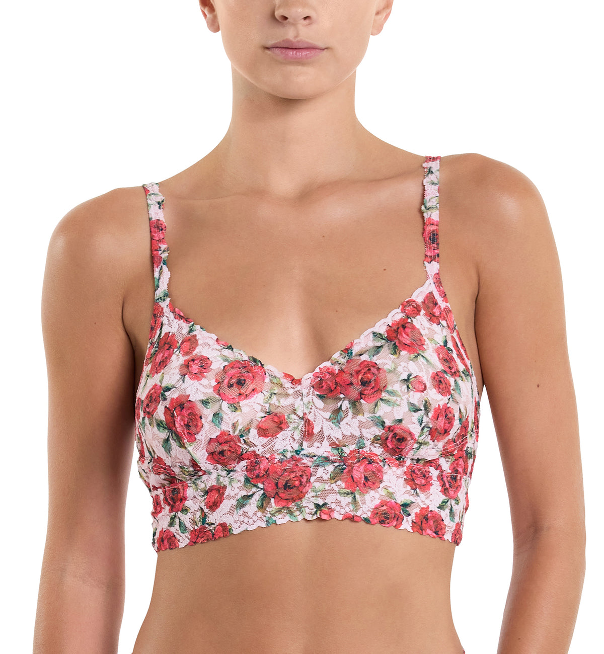 Hanky Panky Printed V-neck Retro Bralette (PR9K7272),Large,Je Taime - Je Taime,Large