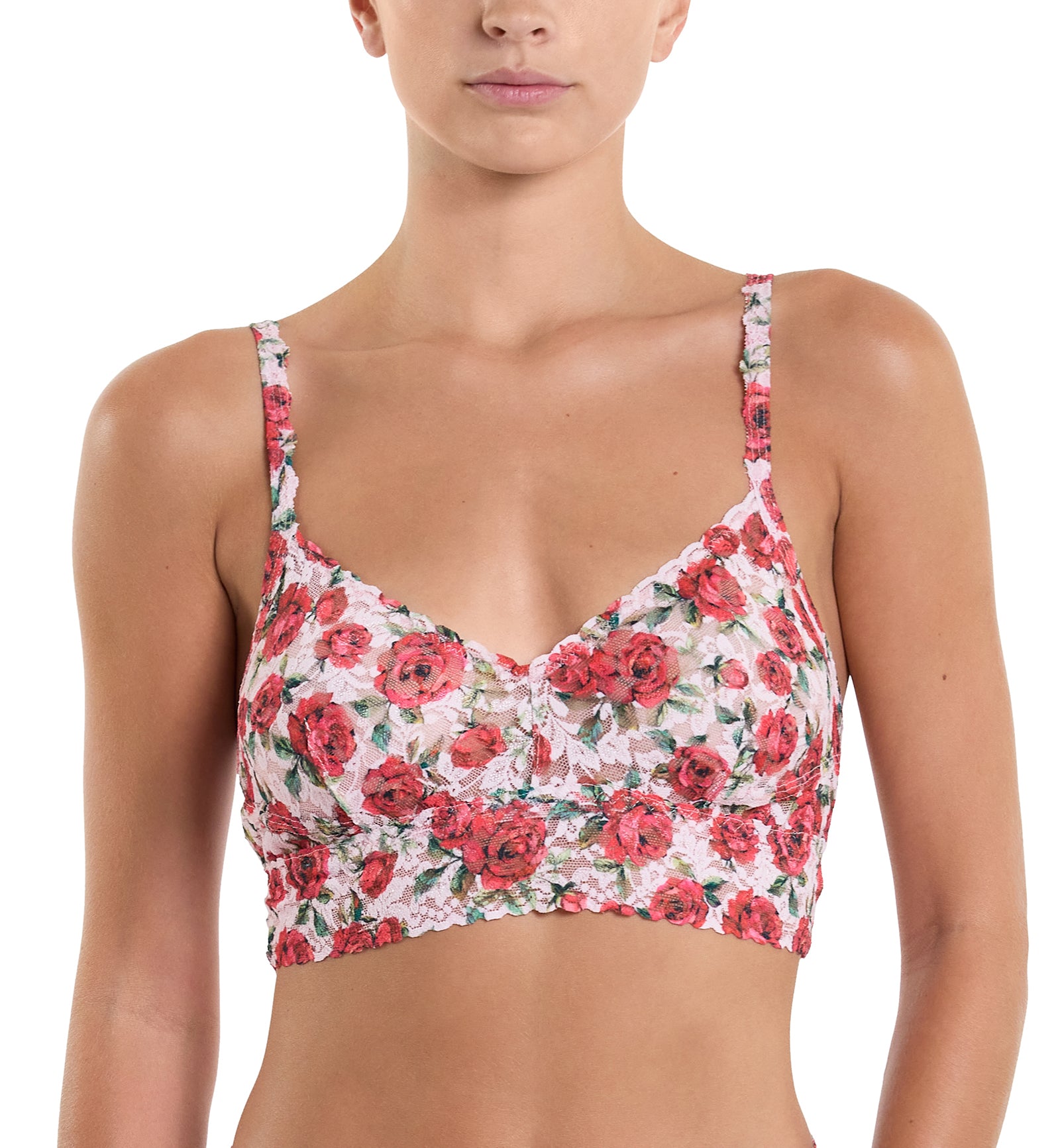 Hanky Panky Printed V-neck Retro Bralette (PR9K7272),Large,Je Taime - Je Taime,Large