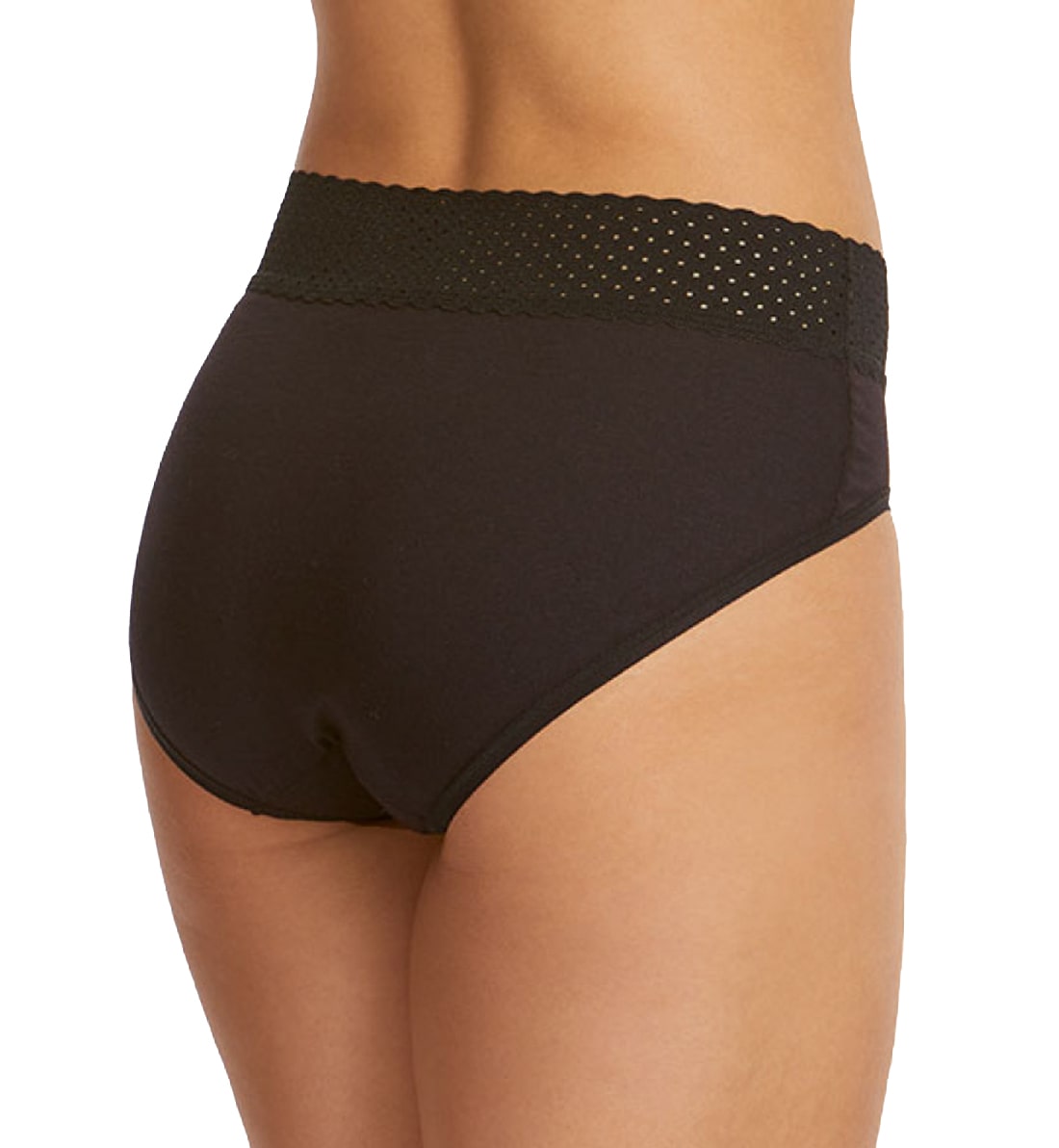 Hanky Panky Organic Cotton French Brief with Lace (792131),Small,Black - Black,Small