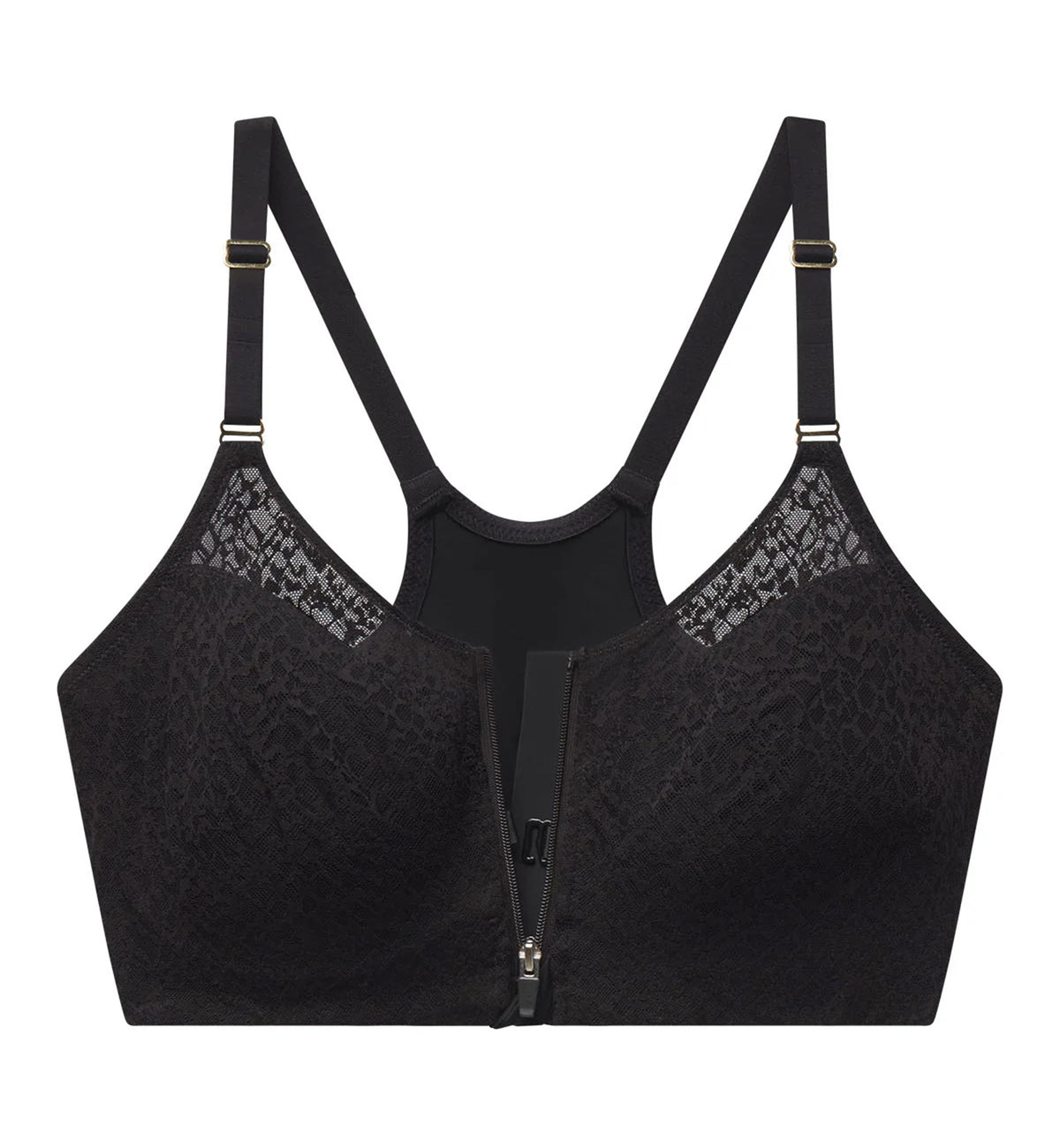 Natori Pretty Smooth Zip Front Pocketed Wireless Bra (760318),XS,Black - Black,XS